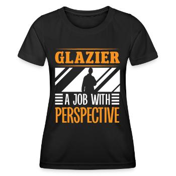 Glaser Glazier Job With Perspective Glaserarbeiter - Women's Functional T-Shirt - black - Front - AI Model Female 172 light (172cm)