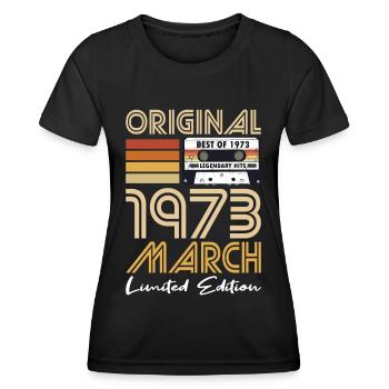 50th Birthday Year March 1973 Original 1973 - Women's Functional T-Shirt - black - Front - AI Model Female 172 light (172cm)
