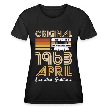 60th Birthday Year April 1963 Original 1963 - Women's Functional T-Shirt - black - Front - AI Model Female 172 light (172cm)