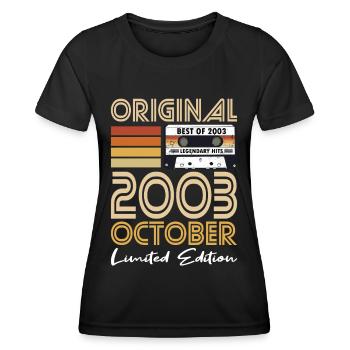 20th Birthday Year October 2003 Original 2003 - Women's Functional T-Shirt - black - Front - AI Model Female 172 light (172cm)