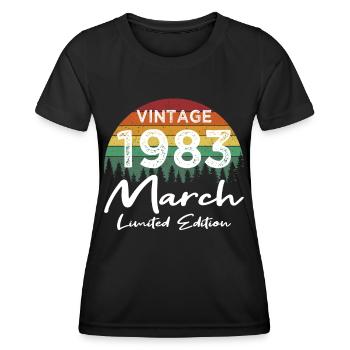 40th Birthday Vintage March 1983 Vintage 1983 - Women's Functional T-Shirt - black - Front - AI Model Female 172 light (172cm)