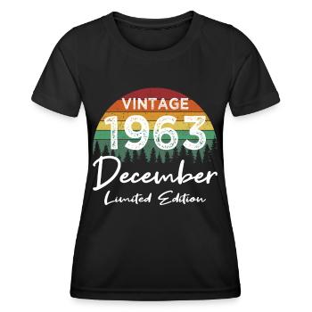 60th Birthday Vintage December 1963 Vintage - Women's Functional T-Shirt - black - Front - AI Model Female 172 light (172cm)