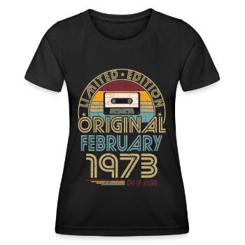 50th Birthday Year February 1973 Original 1973 - Women's Functional T-Shirt - black - Front - AI Model Female 172 light (172cm)