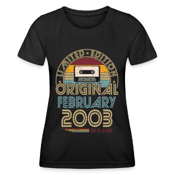 20th Birthday Year February 2003 Original 2003 - Women's Functional T-Shirt - black - Front - AI Model Female 172 light (172cm)