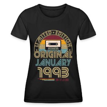30th Birthday Year January 1993 Original 1993 - Women's Functional T-Shirt - black - Front - AI Model Female 172 light (172cm)