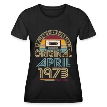 50th Birthday Year April 1973 Original 1973 - Women's Functional T-Shirt - black - Front - AI Model Female 172 light (172cm)