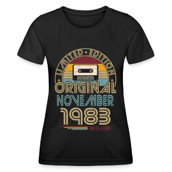 40th Birthday Vintage November 1983 Original - Women's Functional T-Shirt - black - Front - AI Model Female 172 light (172cm)