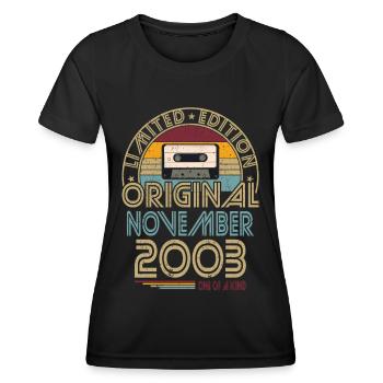 20th Birthday Vintage November 2003 Original - Women's Functional T-Shirt - black - Front - AI Model Female 172 light (172cm)