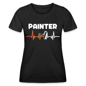 Peintre Peintre Battement de cœur Vernisseur Peintre Artiste - T-shirt sport Femme - noir - Devant - AI Model Female 172 light (172cm)