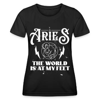 Astrology Aries World At My Feet Esoteric Signs - Women's Functional T-Shirt - black - Front - AI Model Female 172 light (172cm)