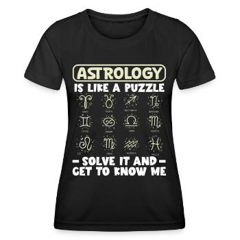 Astrology Like Puzzle Solve It Esoteric Signs - Women's Functional T-Shirt - black - Front - AI Model Female 172 light (172cm)