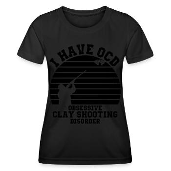Tontaubenschießen Sprüche | Skeet Hobby Geschenke - Frauen Funktions-T-Shirt - Schwarz - Vorne - AI Model Female 172 light (172cm)