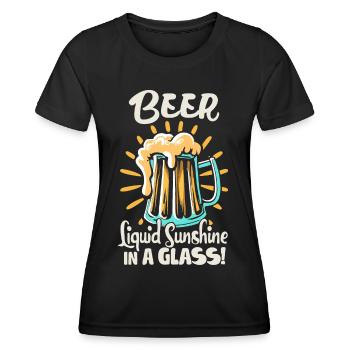Beer Liquid Sunshine in a Glass Beer Saying - Women's Functional T-Shirt - black - Front - AI Model Female 172 light (172cm)