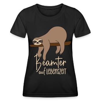 Faultier Beamter auf Lebenszeit - Frauen Funktions-T-Shirt - Schwarz - Vorne - AI Model Female 172 light (172cm)