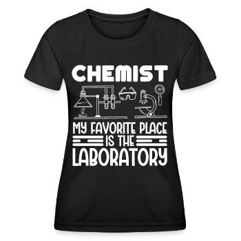 L’endroit préféré des chimistes est la chimie de laboratoire - T-shirt sport Femme - noir - Devant - AI Model Female 172 light (172cm)