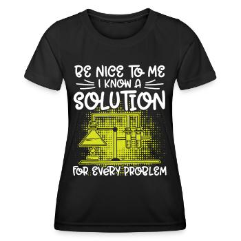 Chimiste excité comme un technicien en chimie électronique - T-shirt sport Femme - noir - Devant - AI Model Female 172 light (172cm)
