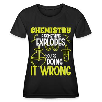 Chimiste Si quelque chose explose Technicien chimiste en chimie - T-shirt sport Femme - noir - Devant - AI Model Female 172 light (172cm)