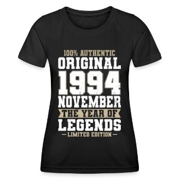 30th Birthday Vintage November 1994 Original - Women's Functional T-Shirt - black - Front - AI Model Female 172 light (172cm)