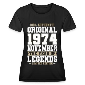 50th Birthday Vintage November 1974 Original - Women's Functional T-Shirt - black - Front - AI Model Female 172 light (172cm)