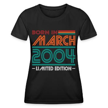 20th Birthday Vintage March 2004 Born in 2004 - Women's Functional T-Shirt - black - Front - AI Model Female 172 light (172cm)