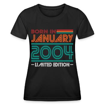 20th Birthday Born January 2004 Born in 2004 - Women's Functional T-Shirt - black - Front - AI Model Female 172 light (172cm)