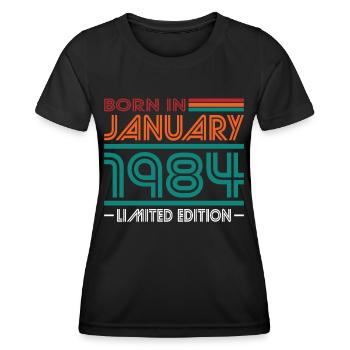 40. Geburtstag Jahrgang Januar 1984 Born in 1984 - Frauen Funktions-T-Shirt - Schwarz - Vorne - AI Model Female 172 light (172cm)