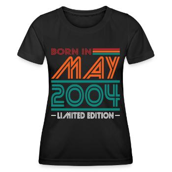20th Birthday Vintage May 2004 Born in 2004 - Women's Functional T-Shirt - black - Front - AI Model Female 172 light (172cm)
