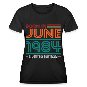 40. Geburtstag Jahrgang Juni 1984 Born in 1984 - Frauen Funktions-T-Shirt - Schwarz - Vorne - AI Model Female 172 light (172cm)