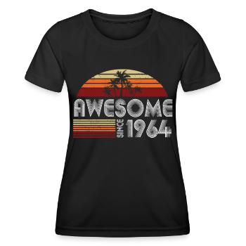 60th Birthday Vintage 1964 Awesome Since 1964 - Women's Functional T-Shirt - black - Front - AI Model Female 172 light (172cm)