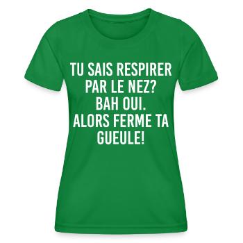 Ferme ta gueule, Ferme ta gueule - T-shirt sport Femme - vert - Devant - AI Model Female 172 dark (172cm)
