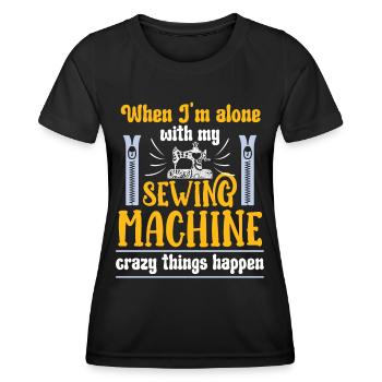 Schneider Sewing Machine Crazy Things Happen Nähen - Women's Functional T-Shirt - black - Front - AI Model Female 172 light (172cm)