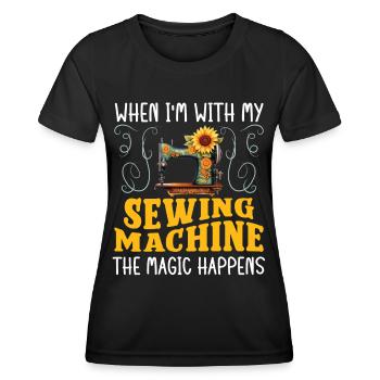Schneider avec la machine à coudre La magie se produit Nähen - T-shirt sport Femme - noir - Devant - AI Model Female 172 light (172cm)