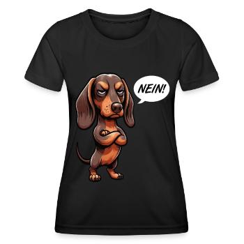 Nein Dackel Dackelbesitzer Dackelliebhaber Teckel - Frauen Funktions-T-Shirt - Schwarz - Vorne - AI Model Female 172 light (172cm)
