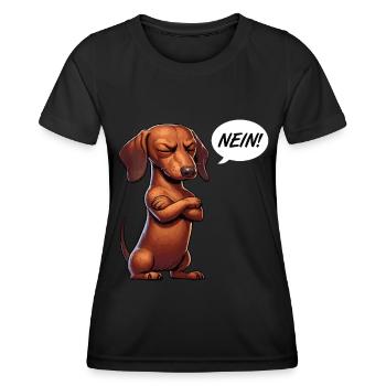 Nein Dackel Dackelbesitzer Dackelliebhaber Teckel - Frauen Funktions-T-Shirt - Schwarz - Vorne - AI Model Female 172 light (172cm)
