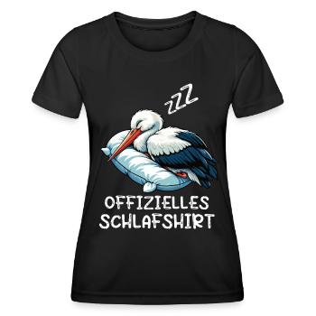 Offizielles Schlafshirt Storch Storchliebhaber - Frauen Funktions-T-Shirt - Schwarz - Vorne - AI Model Female 172 light (172cm)