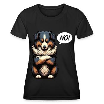 Pas de berger australien Aussie Propriétaire d’un Aussie - T-shirt sport Femme - noir - Devant - AI Model Female 172 light (172cm)