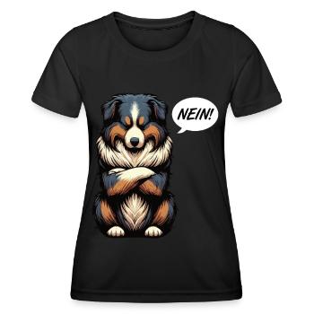 Nein Australian Shepherd Aussie Aussiebesitzer - Frauen Funktions-T-Shirt - Schwarz - Vorne - AI Model Female 172 light (172cm)