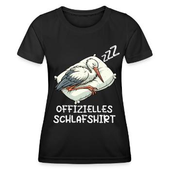 Offizielles Schlafshirt Storch Storchliebhaber - Frauen Funktions-T-Shirt - Schwarz - Vorne - AI Model Female 172 light (172cm)
