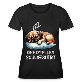 Offizielles Schlafshirt Puggle Pugglebesitzer - Frauen Funktions-T-Shirt - Schwarz - Vorne - AI Model Female 172 light (172cm)