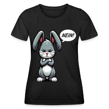 Nein Kaninchen Hase Hasen langohr Klopfer Rammler - Frauen Funktions-T-Shirt - Schwarz - Vorne - AI Model Female 172 light (172cm)