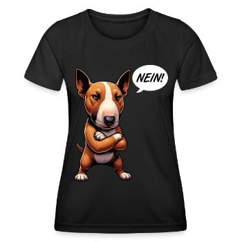 Nein Miniatur Bullterrier Bully Bullterrierhalter - Frauen Funktions-T-Shirt - Schwarz - Vorne - AI Model Female 172 light (172cm)
