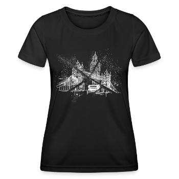 Londres Angleterre Royaume-Uni City Skyline Grunge Splash - T-shirt sport Femme - noir - Devant - AI Model Female 172 light (172cm)
