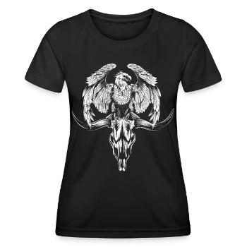 Texas USA Adler mit Bullen Kopf - Frauen Funktions-T-Shirt - Schwarz - Vorne - AI Model Female 172 light (172cm)