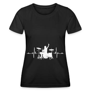 Drummer Heartbeat Drummer Drums Fun Gift - T-shirt sport Femme - noir - Devant - AI Model Female 172 light (172cm)