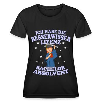 Bachelor Absolvent Besserwisser Lizenz - Frauen Funktions-T-Shirt - Schwarz - Vorne - AI Model Female 172 light (172cm)
