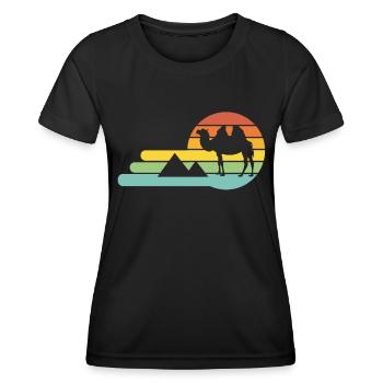 Kamel Aegypten mit vintage Sonne - Frauen Funktions-T-Shirt - Schwarz - Vorne - AI Model Female 172 light (172cm)