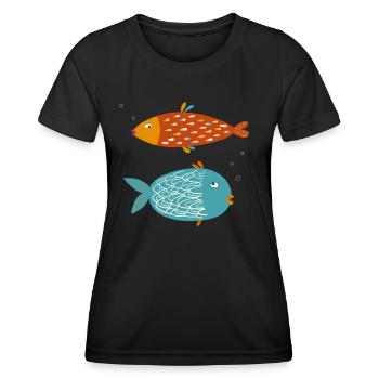 Poisson sarcastique - T-shirt sport Femme - noir - Devant - AI Model Female 172 light (172cm)