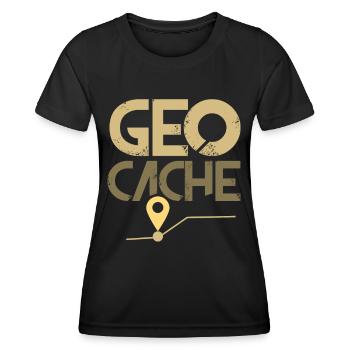 Geocache - Frauen Funktions-T-Shirt - Schwarz - Vorne - AI Model Female 172 light (172cm)