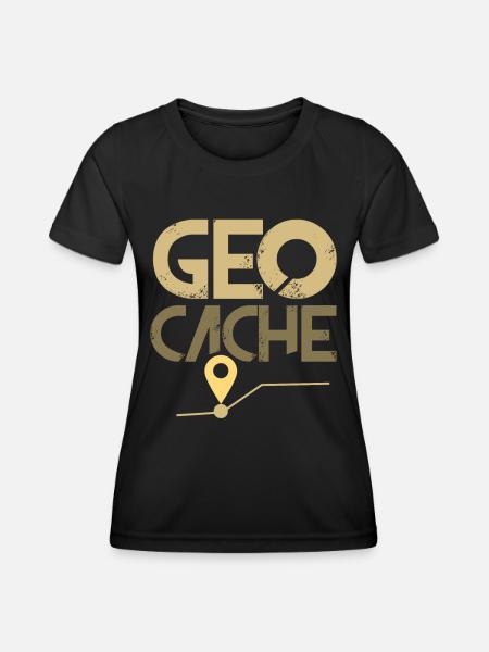 Geocache - Frauen Funktions-T-Shirt - Schwarz