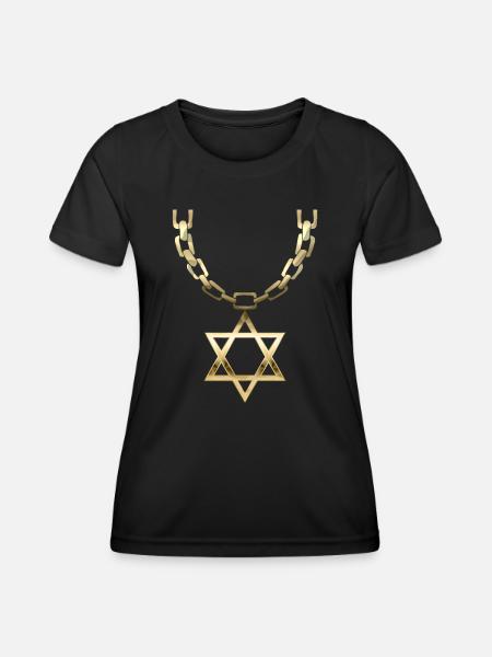 Jew Chain Jew Chain Funny Jewish Star - Funktionsshirt til damer - sort